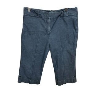 Larry Levine Stretches‎ Denim Capri Pants Womens Size 12 Blue Buttoned Cuffs